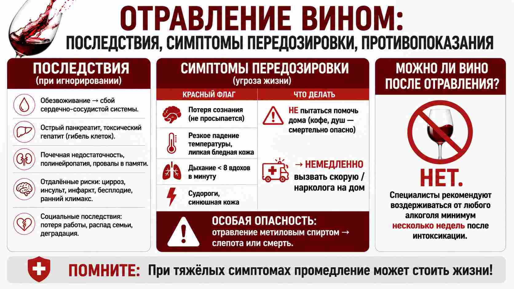 Инфографика об отравлении вином